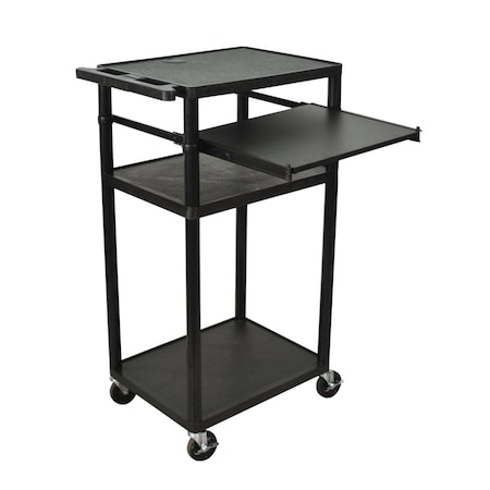 Luxor 45inH Plastic AV Cart with Keyboard Tray LP45LE-B